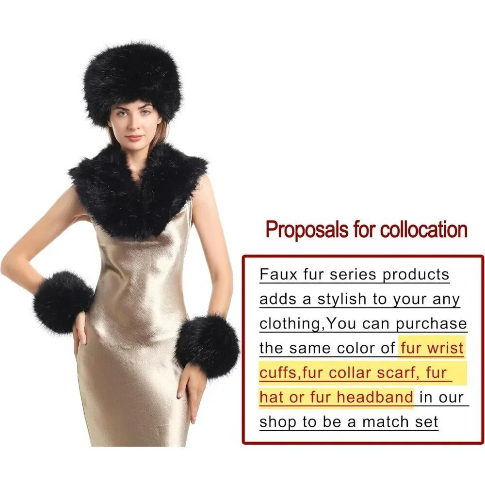 Women's Faux Fur Wrist Cuffs Fluffy Winter Arm Warmers Cozy Furry Accessories